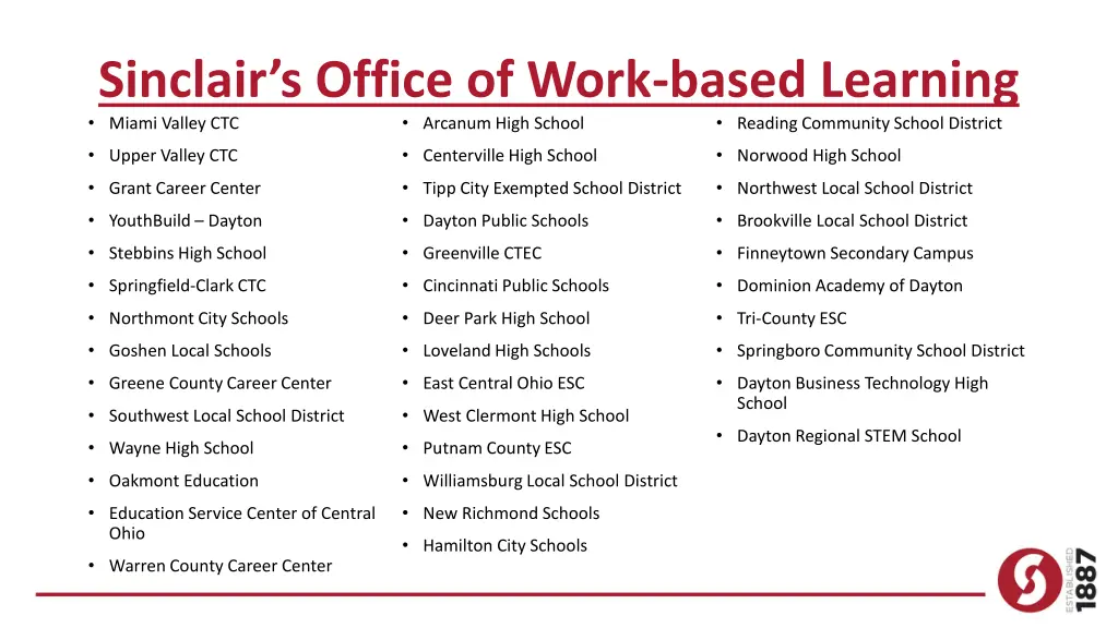 sinclair s office of work based learning miami