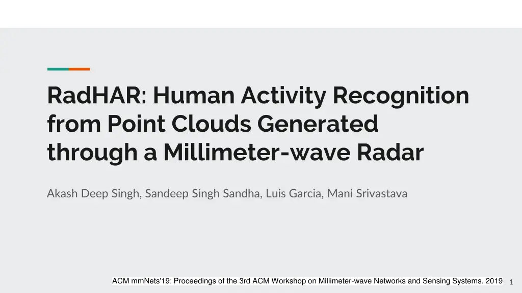 radhar human activity recognition from point