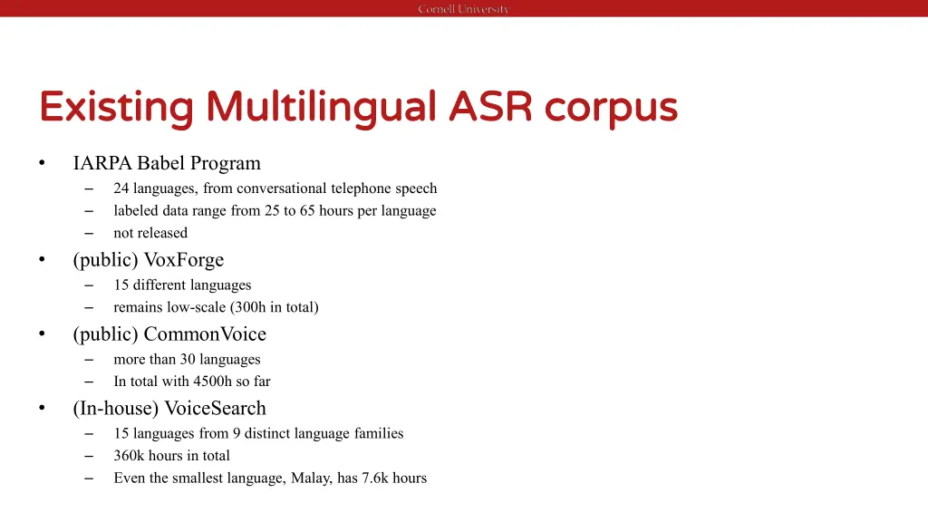 existing multilingual asr corpus existing
