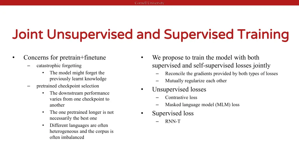 joint unsupervised and supervised training joint