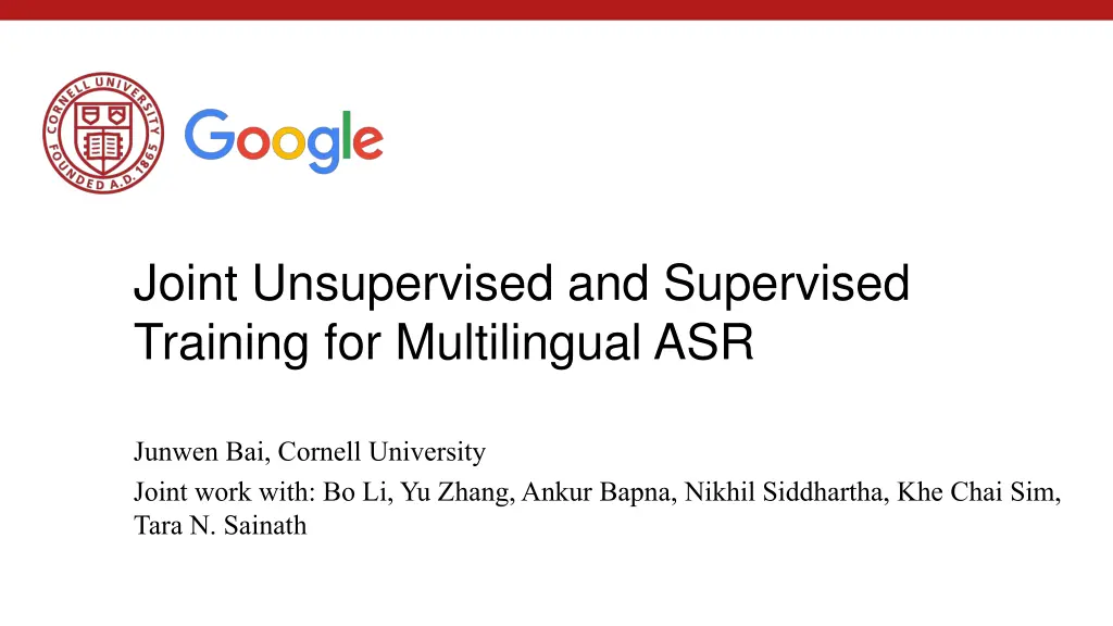 joint unsupervised and supervised training