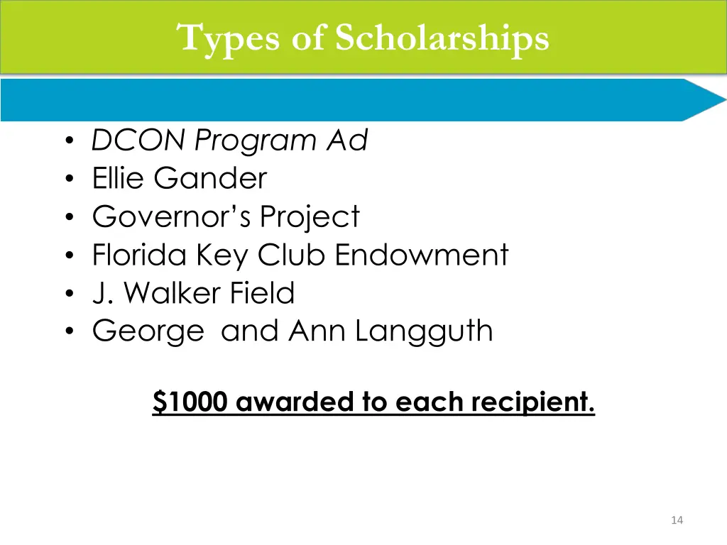 types of scholarships