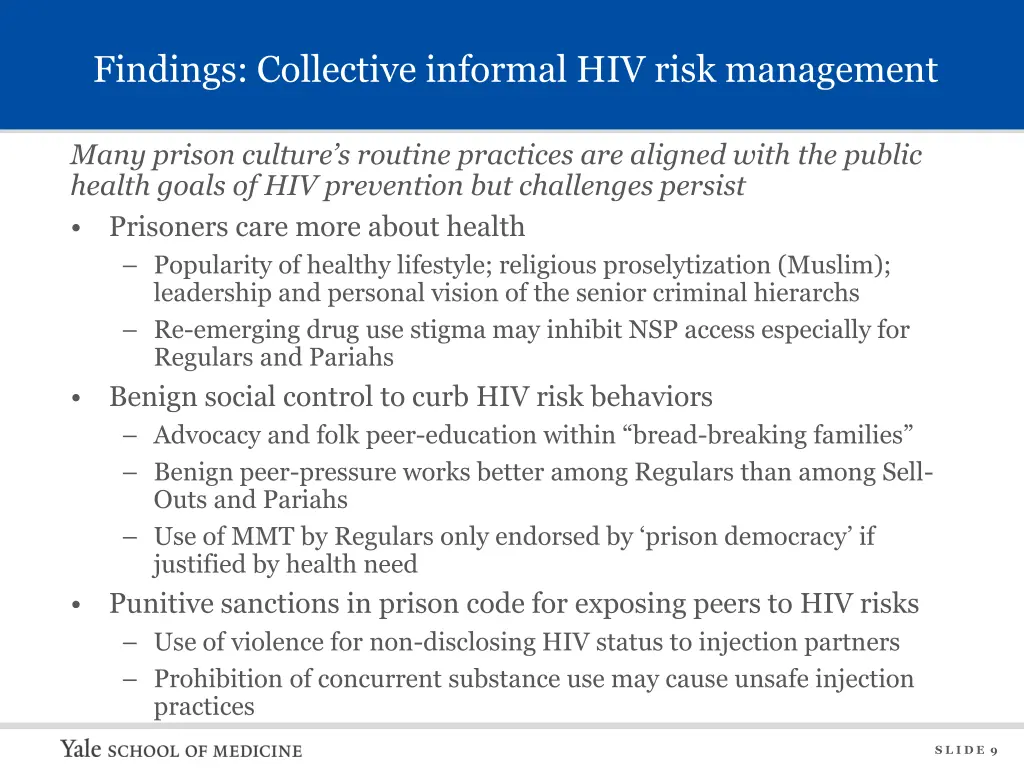 findings collective informal hiv risk management