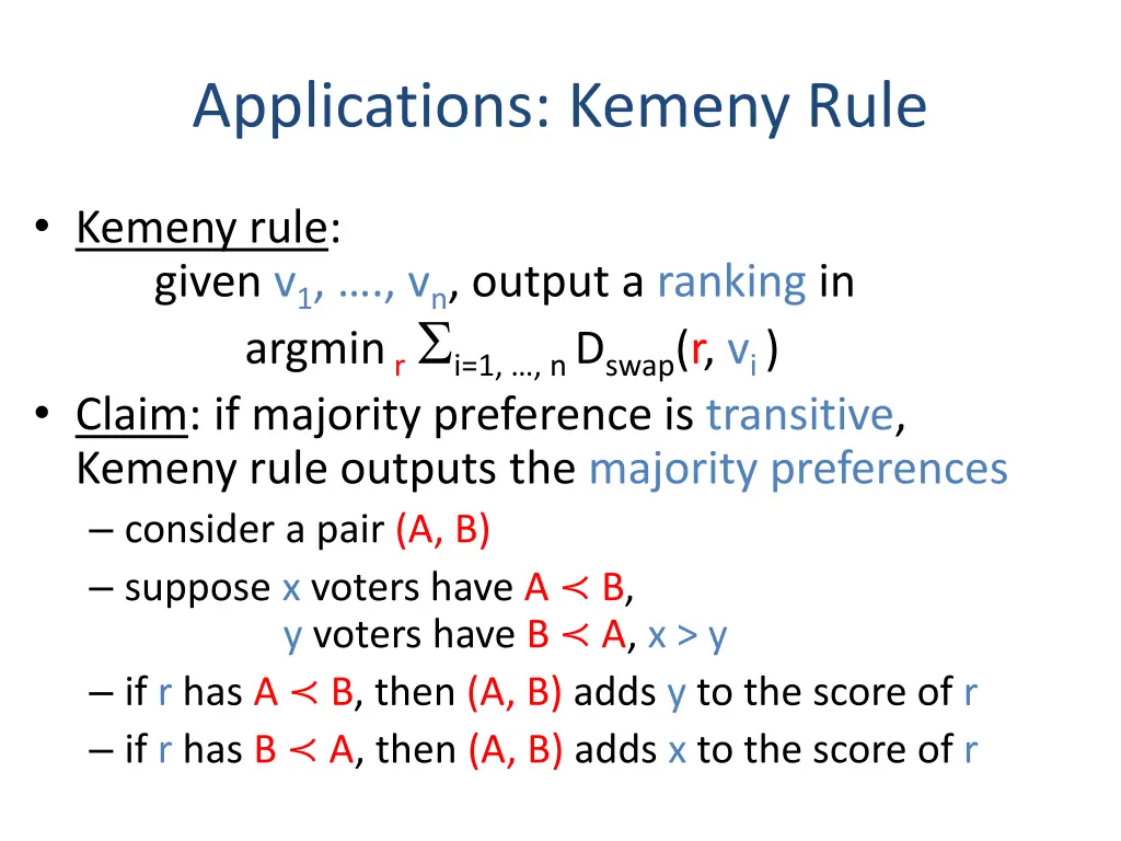 applications kemeny rule
