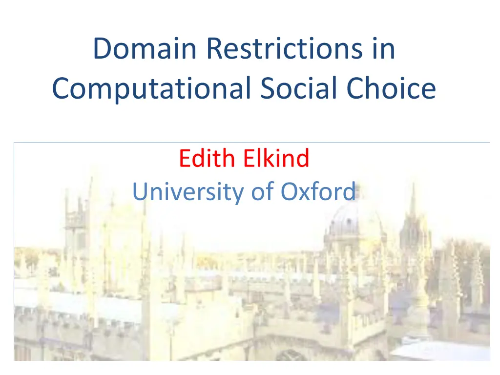 domain restrictions in computational social choice