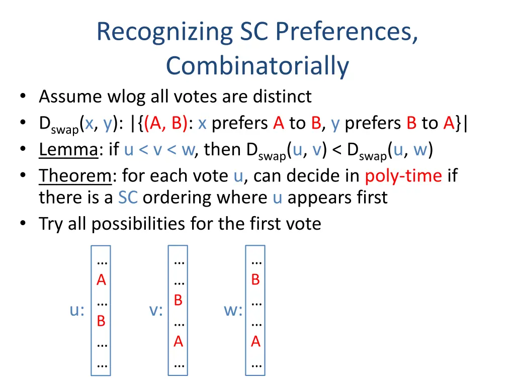 recognizing sc preferences combinatorially assume