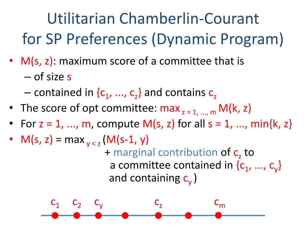 utilitarian chamberlin courant for sp preferences 1