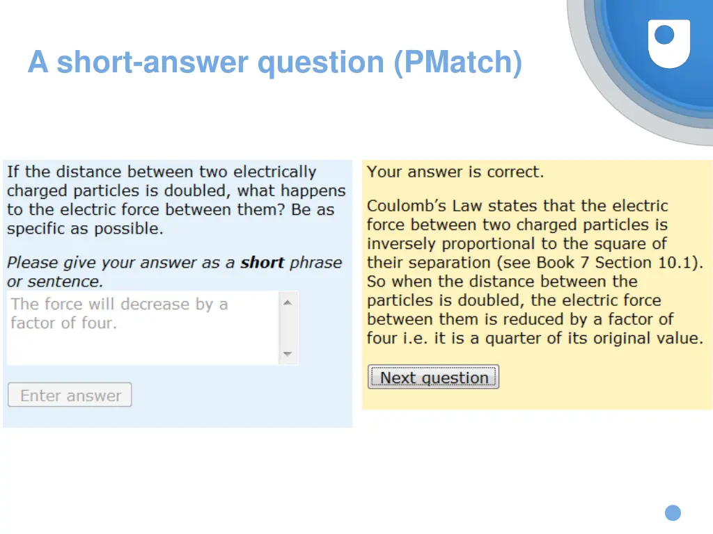 a short answer question pmatch 2