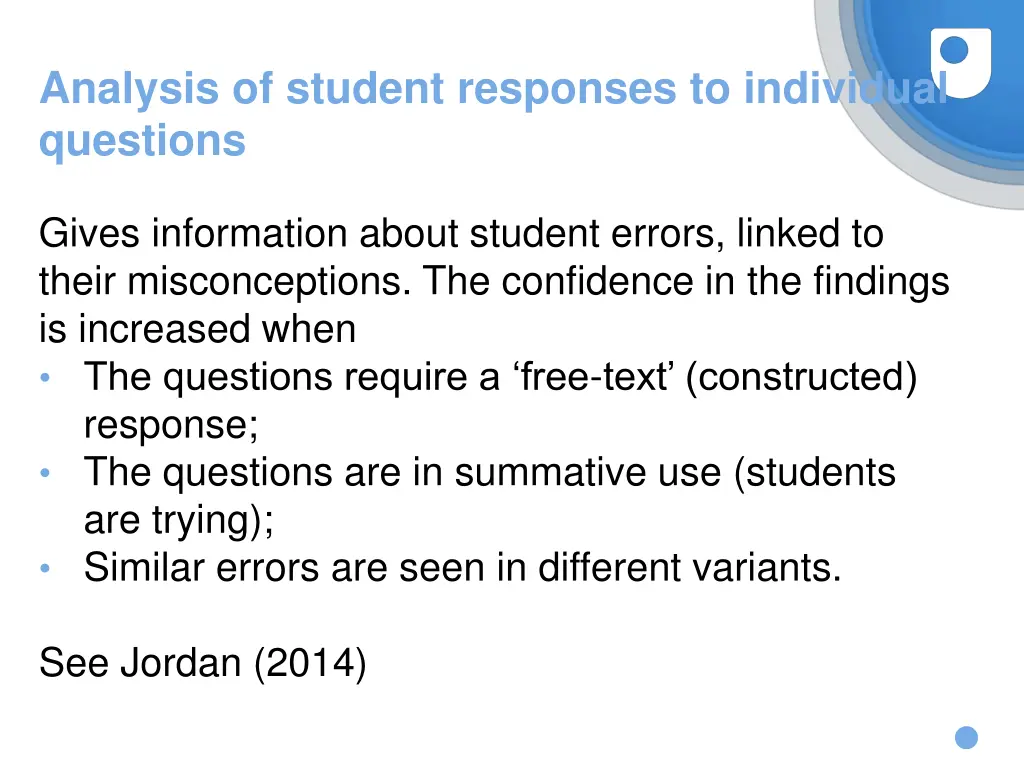 analysis of student responses to individual