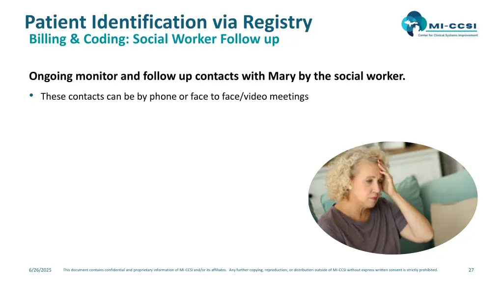 patient identification via registry billing 10