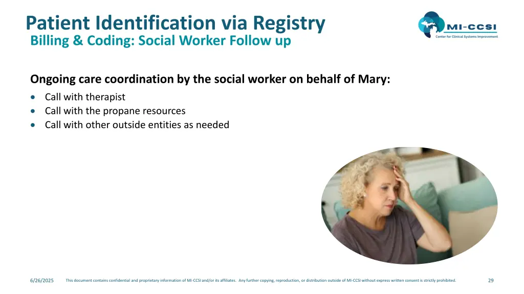 patient identification via registry billing 11