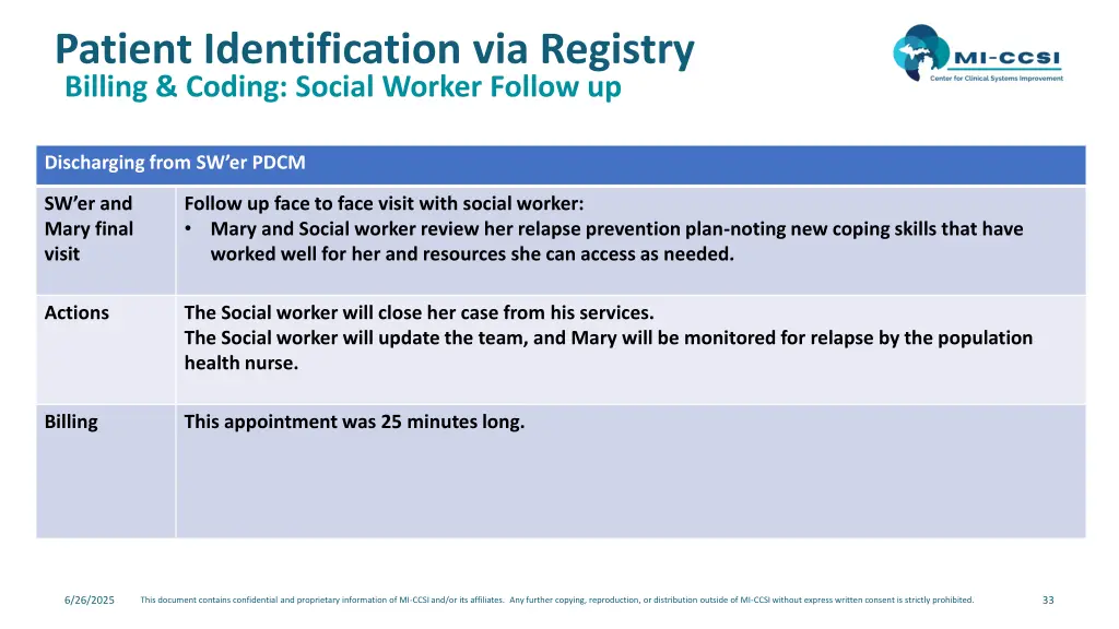 patient identification via registry billing 13