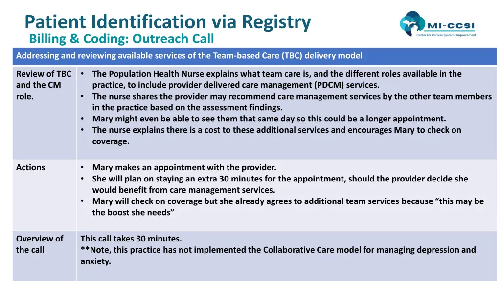 patient identification via registry billing 2