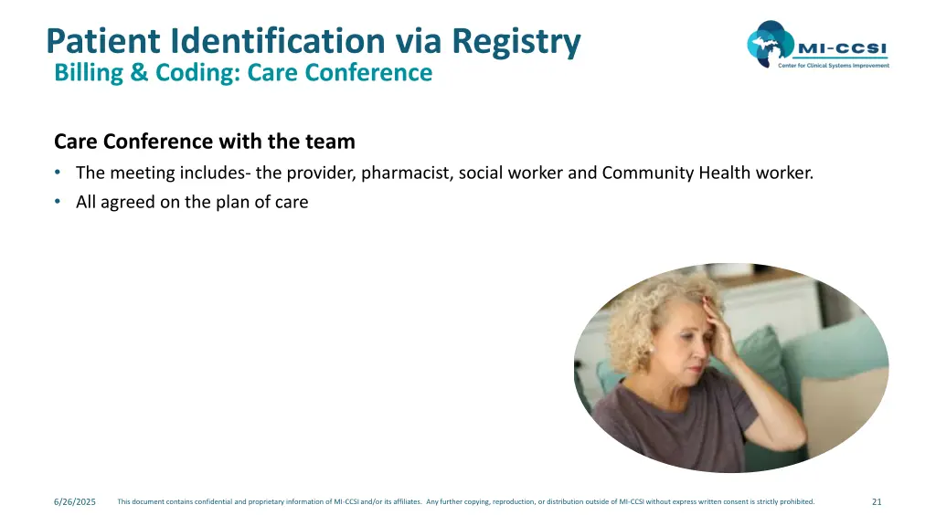 patient identification via registry billing 7