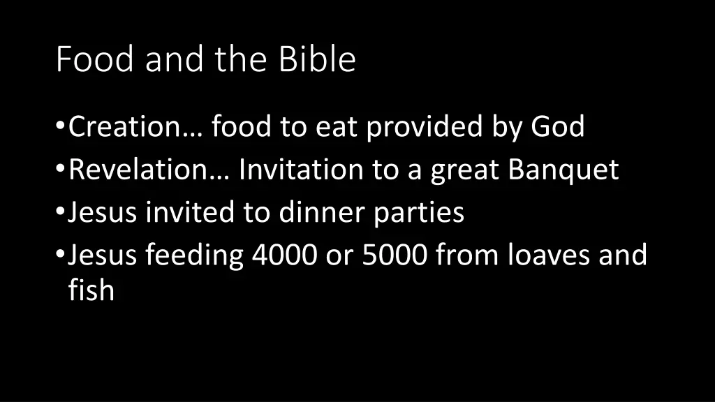 food and the bible
