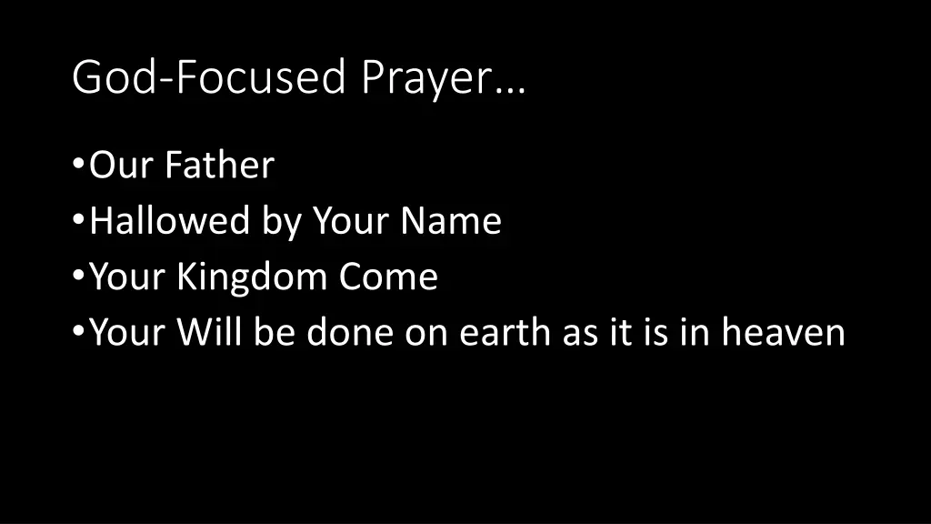 god focused prayer