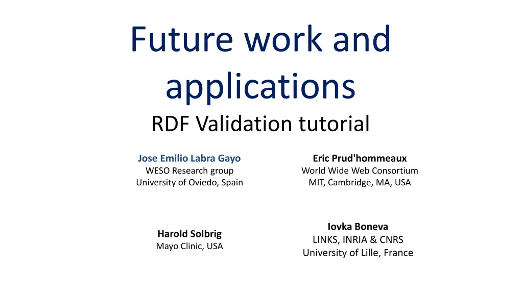 future work and applications rdf validation