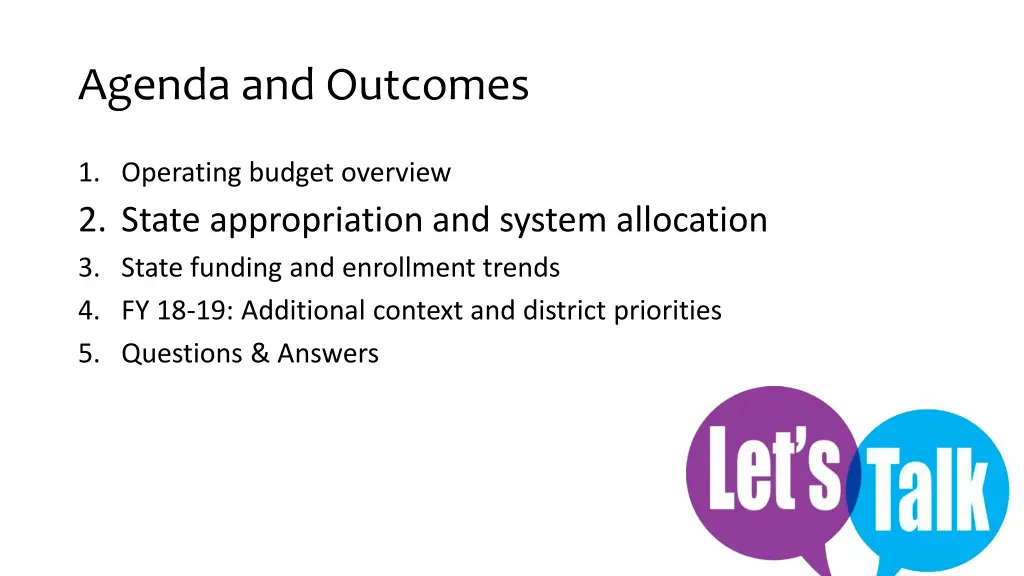 agenda and outcomes 1