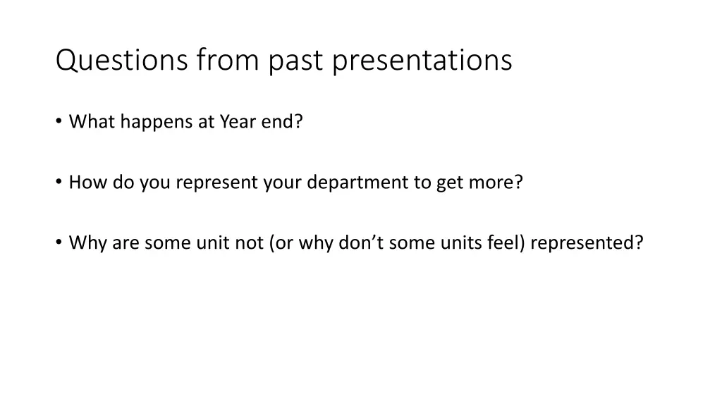 questions from past presentations