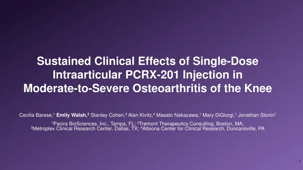 sustained clinical effects of single dose
