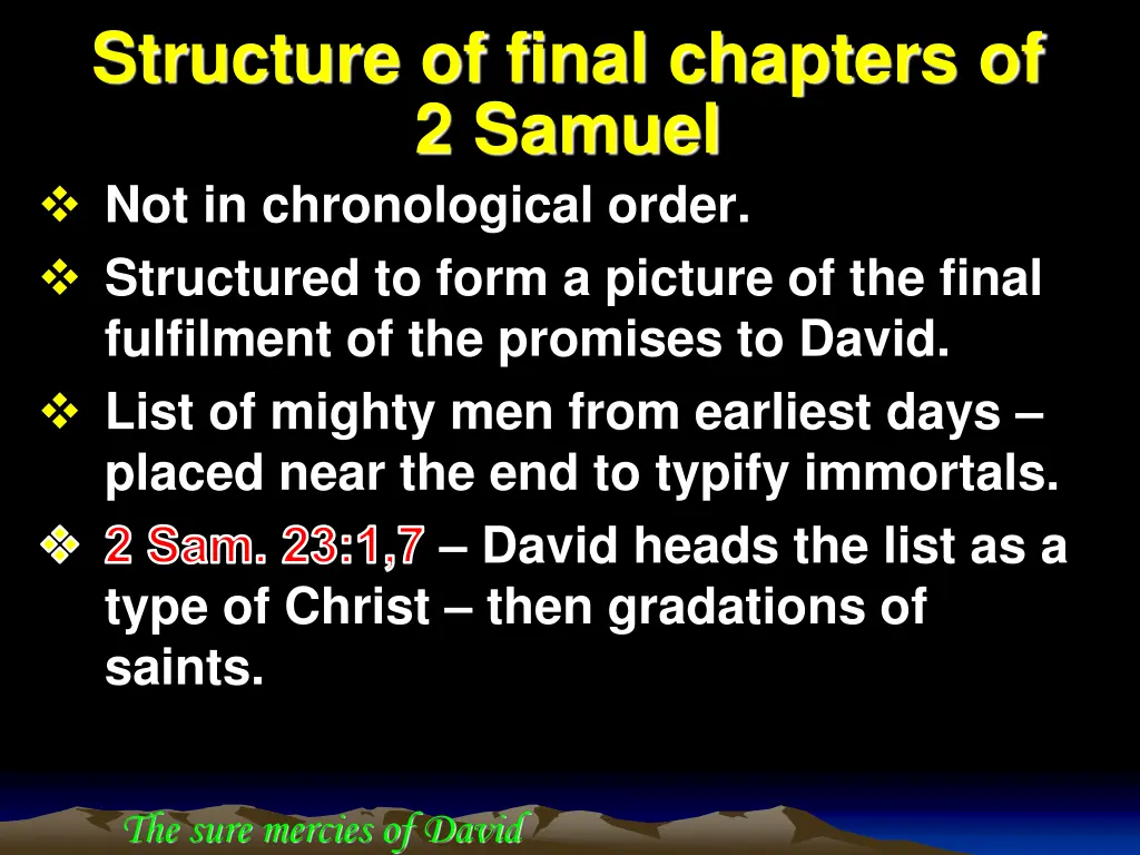 structure of final chapters of 2 samuel