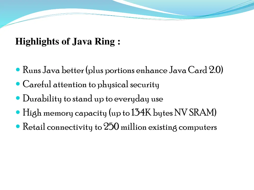 highlights of java ring