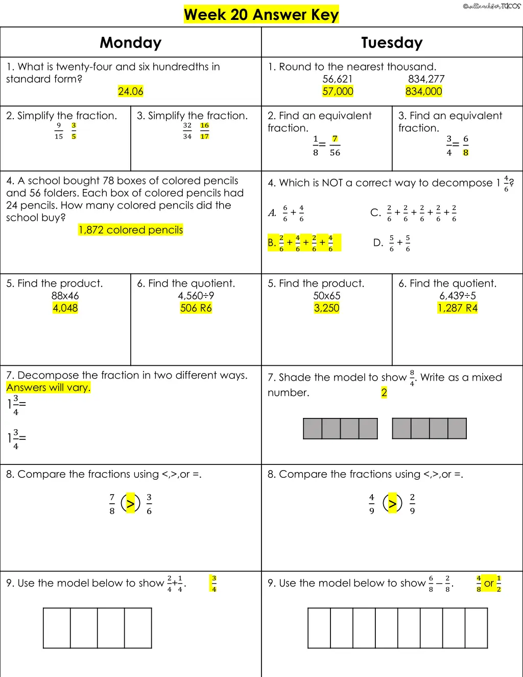 week 20 answer key