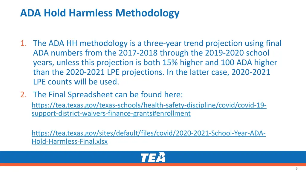 ada hold harmless methodology