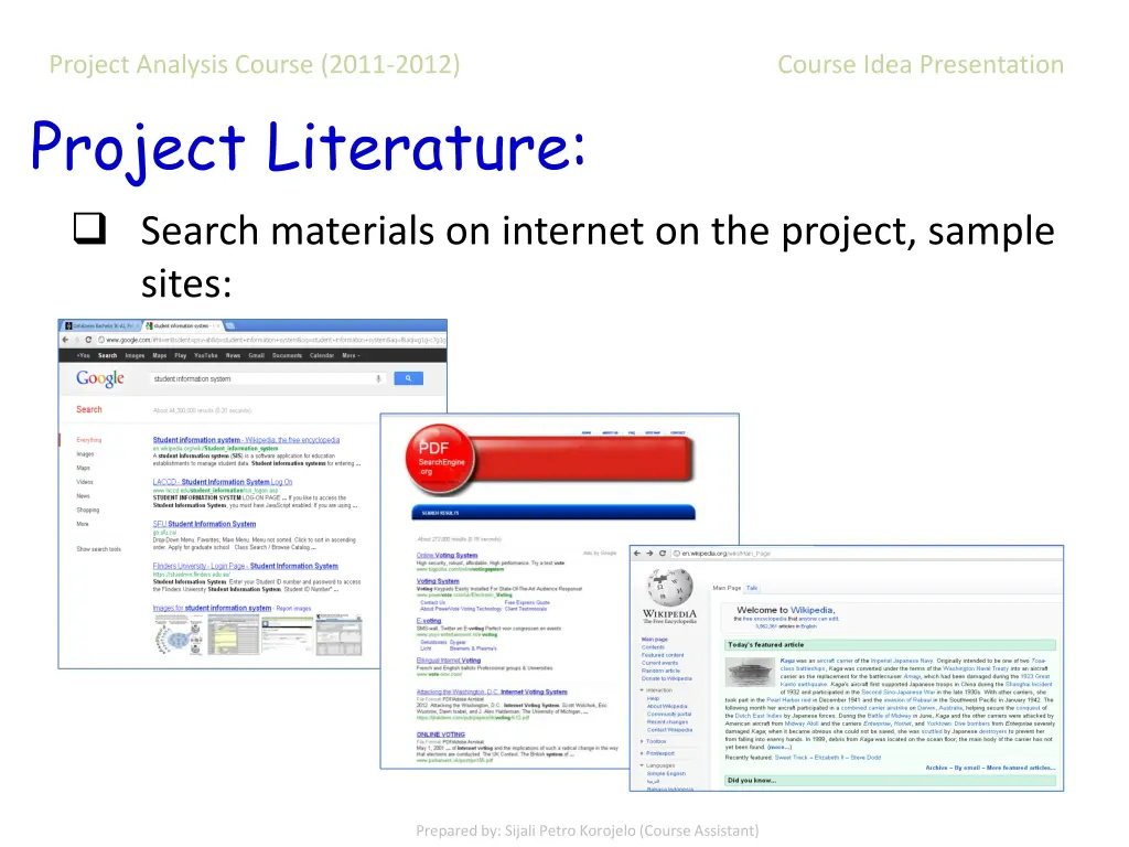 project analysis course 2011 2012 course idea 12