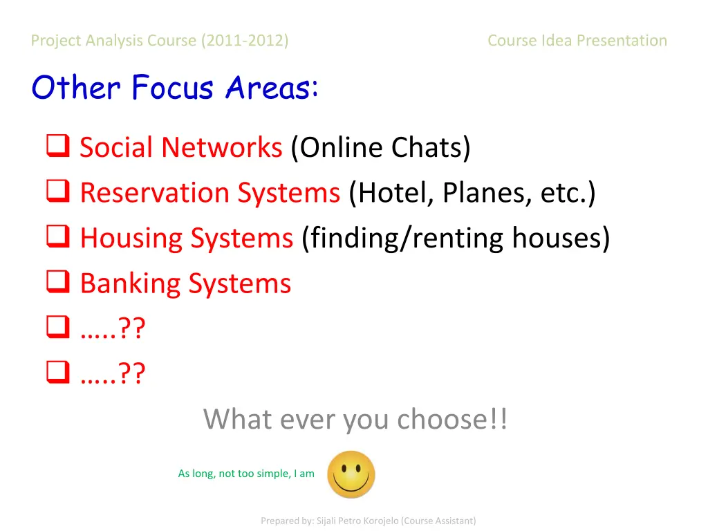 project analysis course 2011 2012 course idea 2