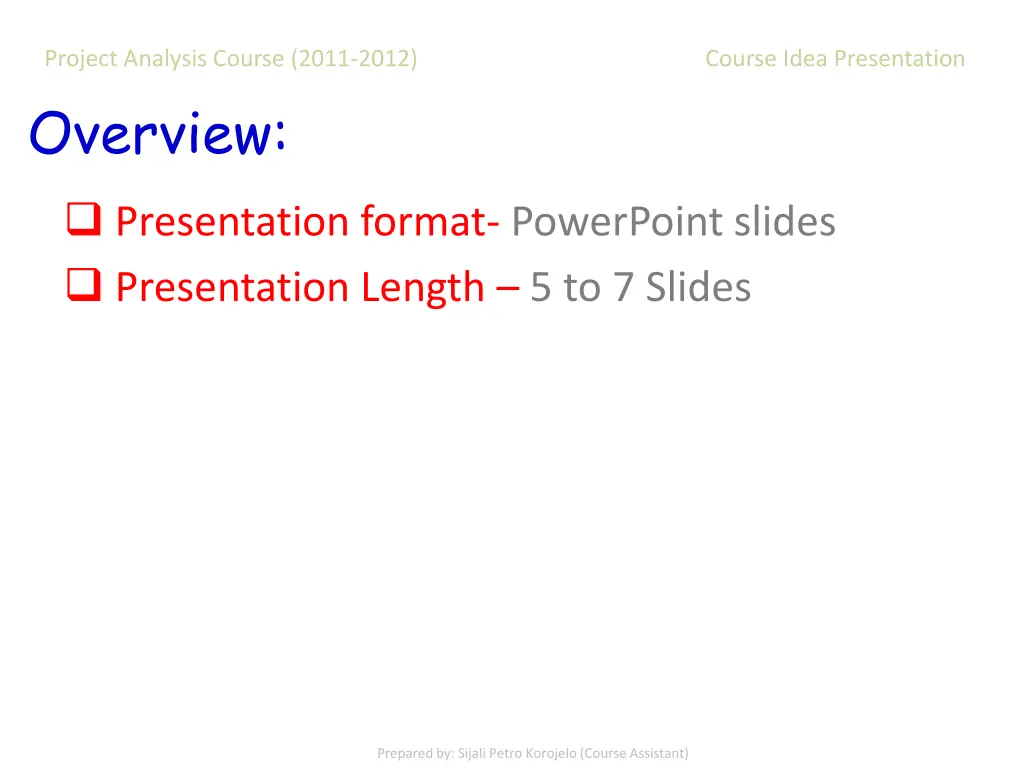 project analysis course 2011 2012 course idea 5