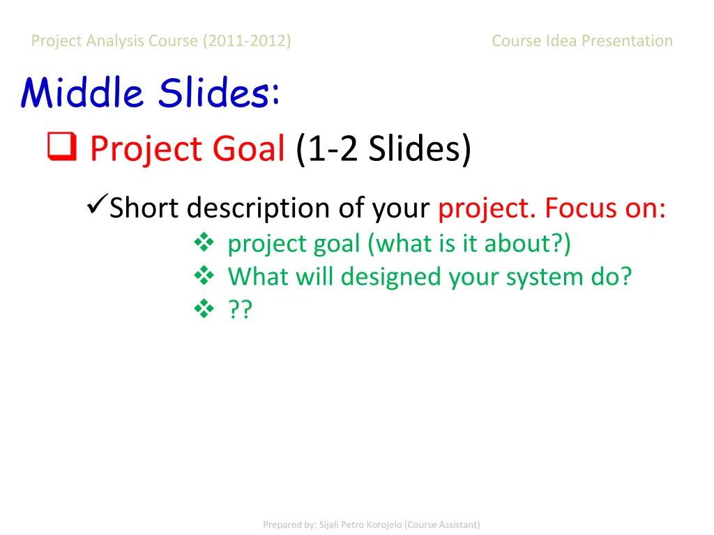project analysis course 2011 2012 course idea 9