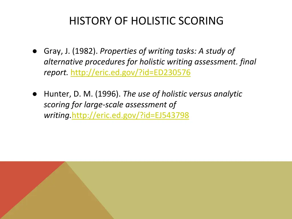 history of holistic scoring