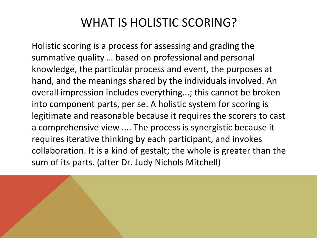 what is holistic scoring