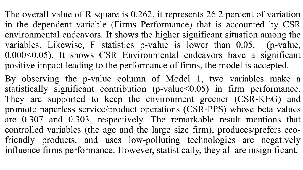 the overall value of r square