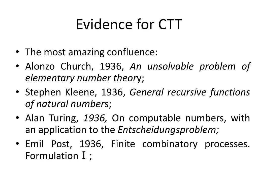 evidence for ctt