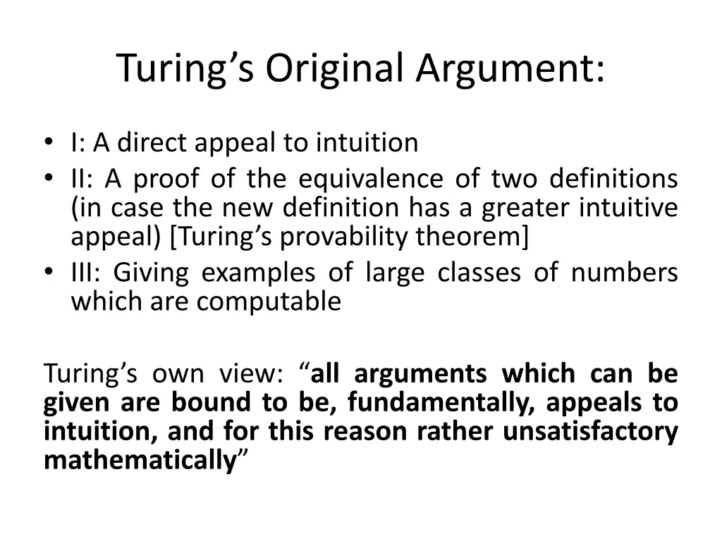 turing s original argument