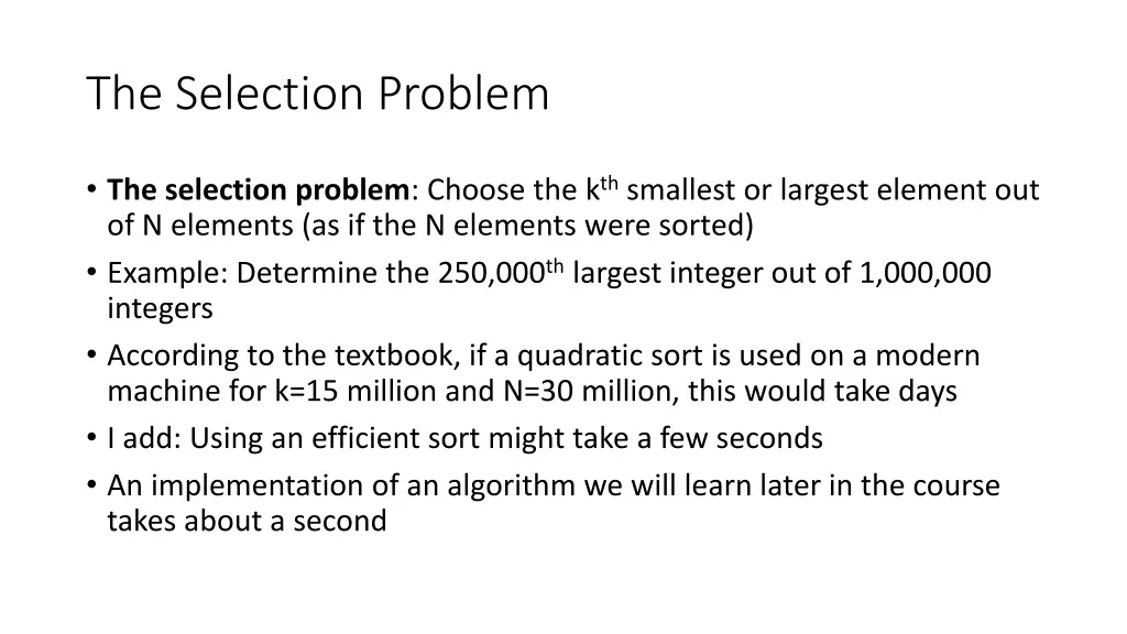 the selection problem