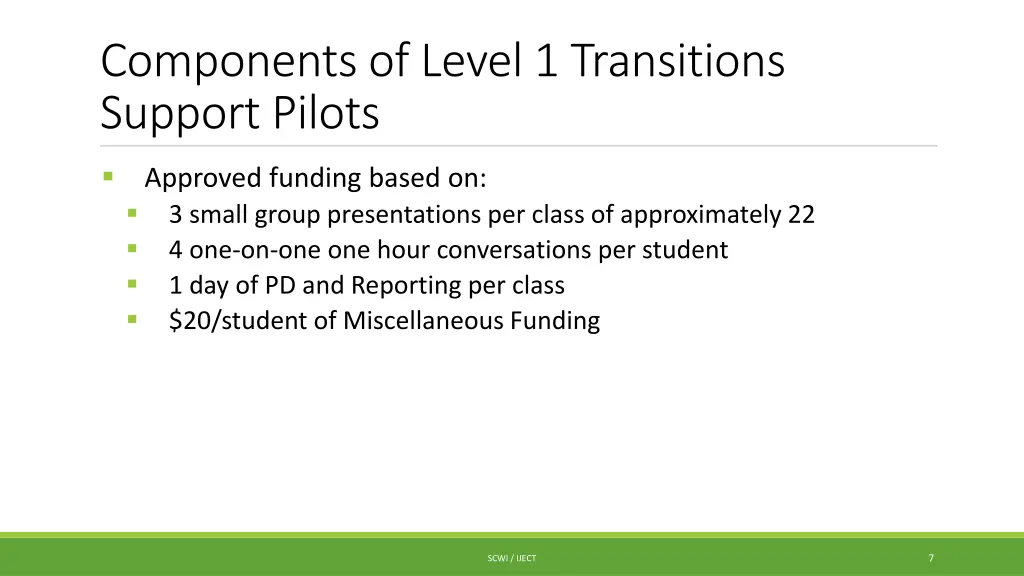 components of level 1 transitions support pilots