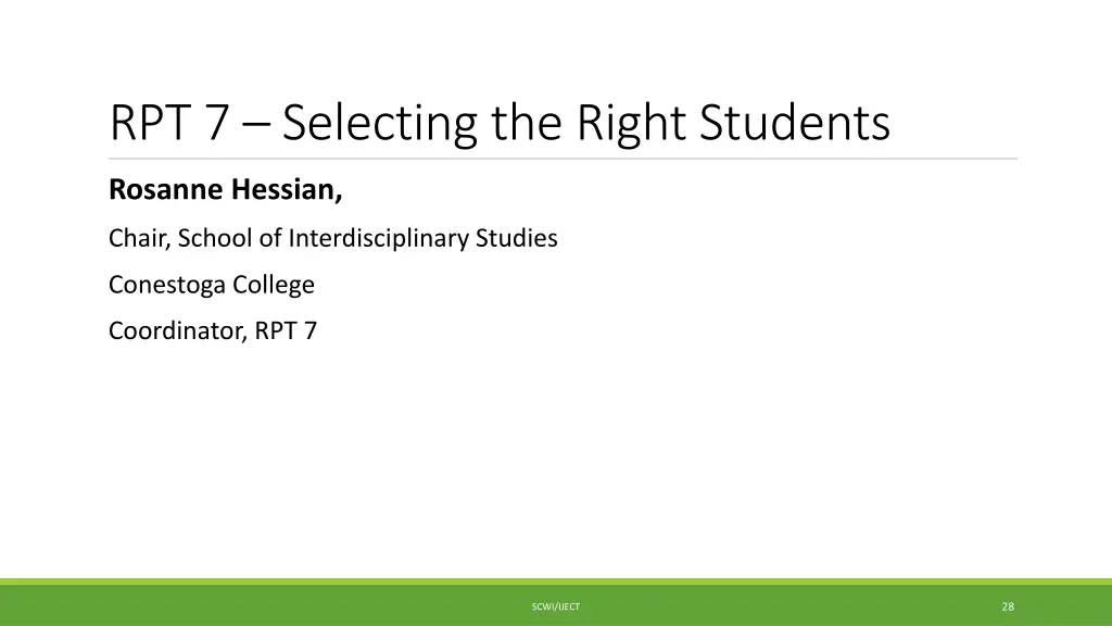 rpt 7 selecting the right students