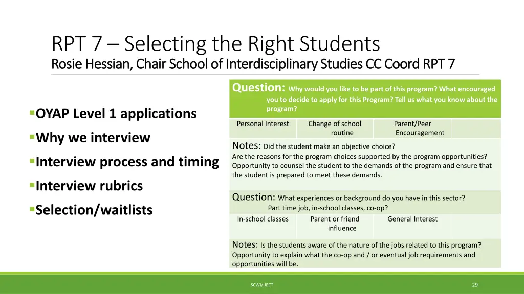 rpt 7 selecting the right students rosie hessian