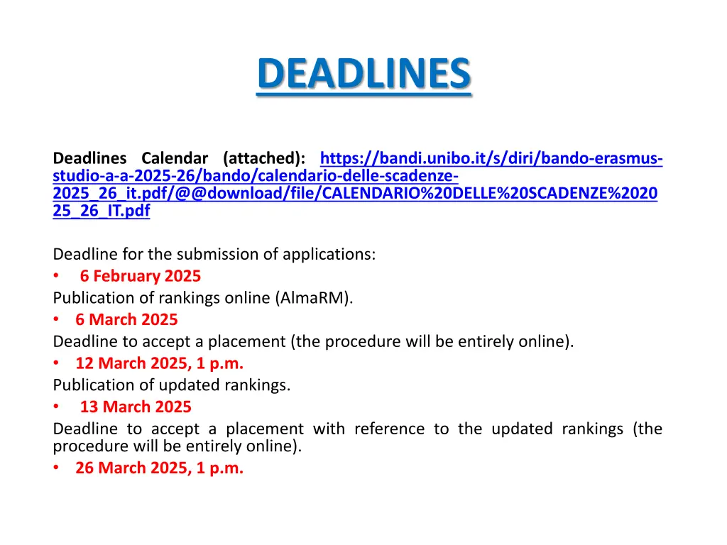 deadlines