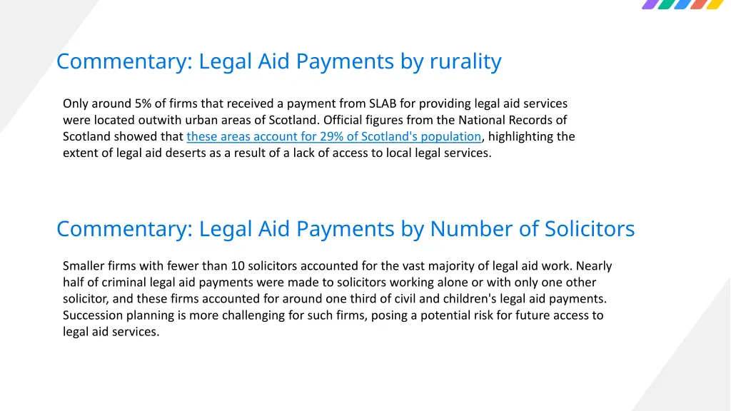 commentary legal aid payments by rurality