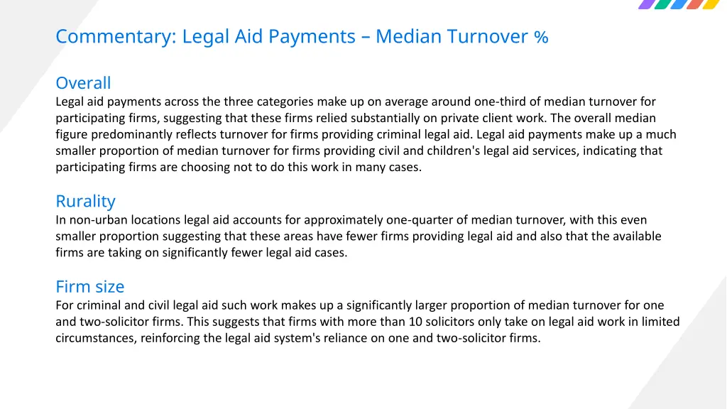 commentary legal aid payments median turnover