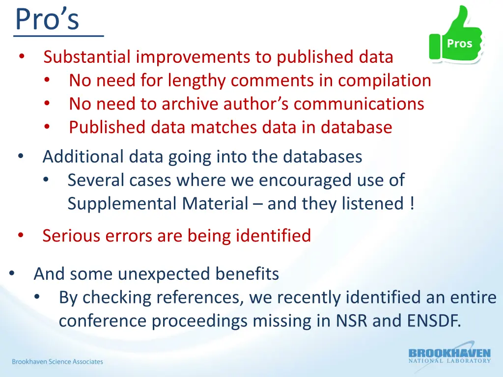 pro s substantial improvements to published data