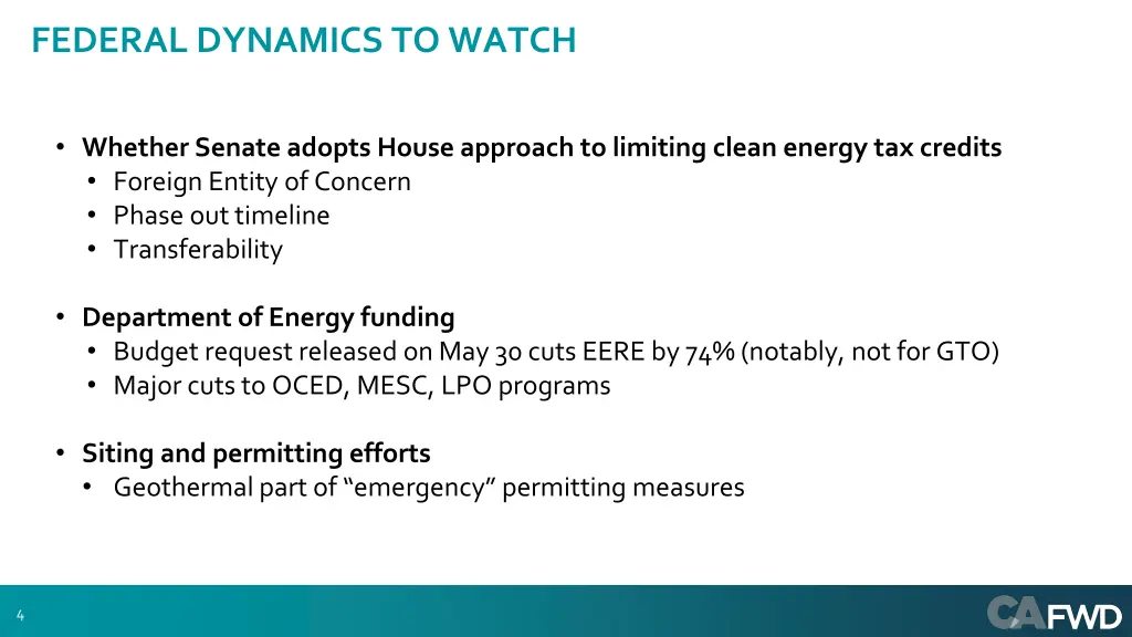 federal dynamics to watch