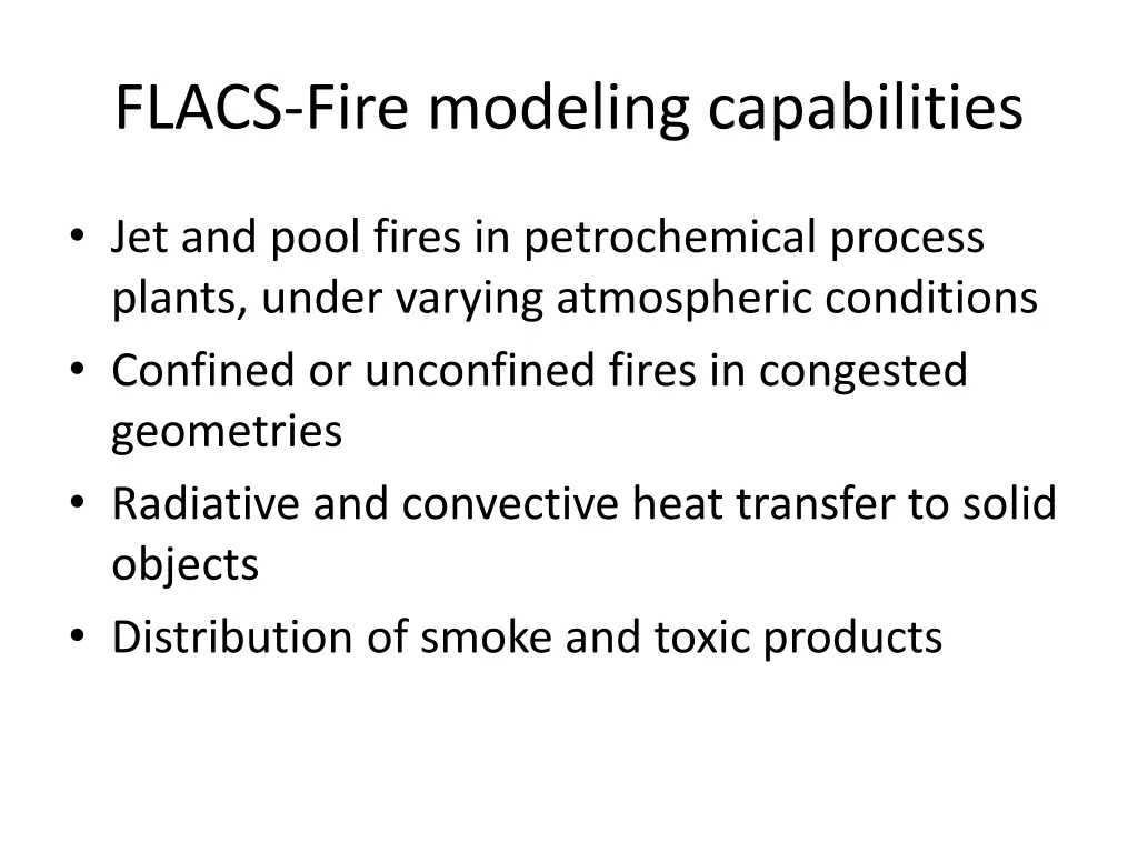 flacs fire modeling capabilities