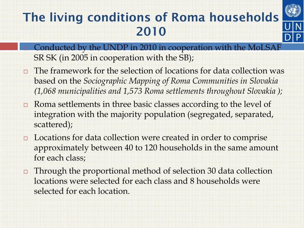 the living conditions of roma households 2010