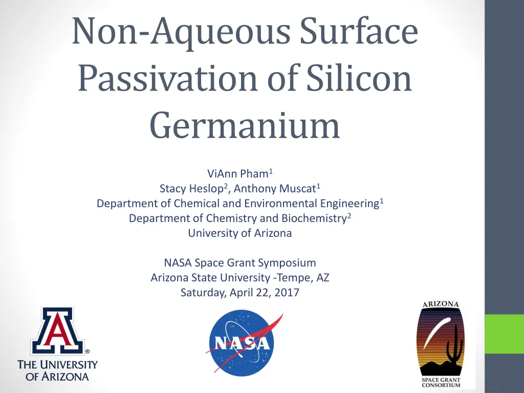 non aqueous surface passivation of silicon