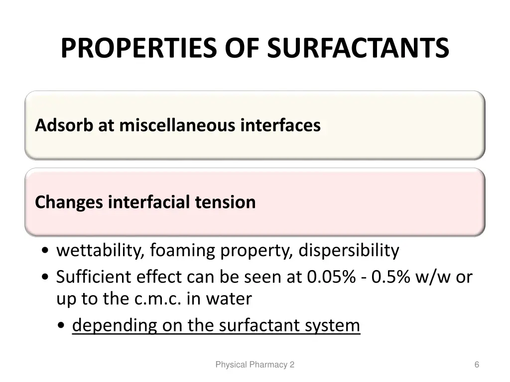 properties of surfactants